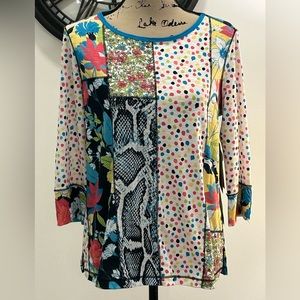 Multiples PXL patchwork print top nwt
